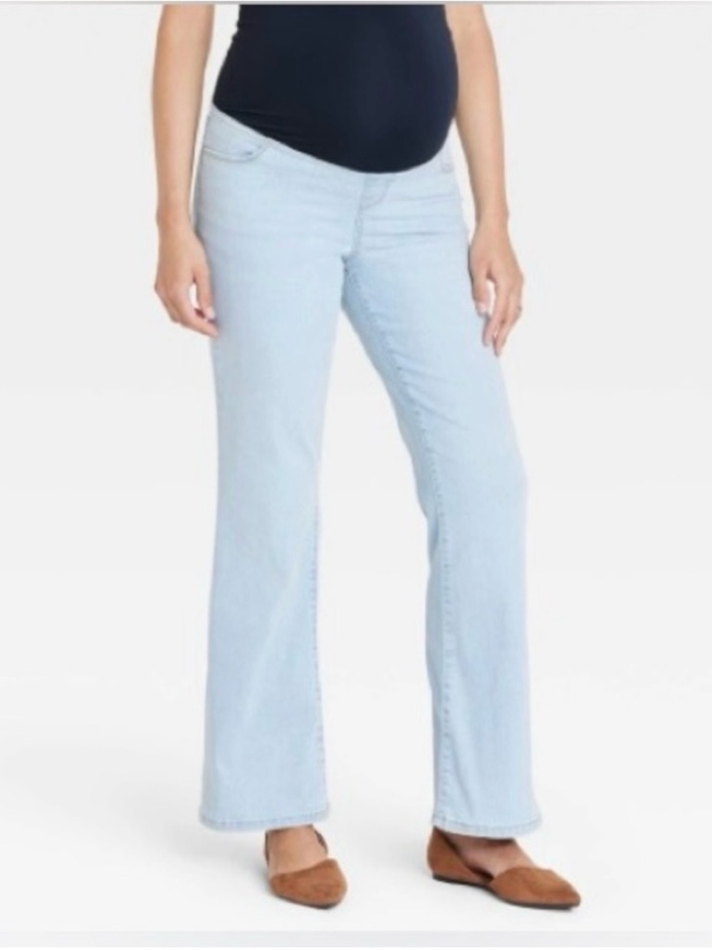 Over Belly High-Rise Denim Flare Maternity Pants - Isabel Maternity  Size 14